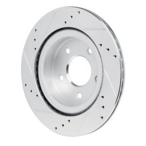 Nissan Qashqai Brake Rotor (1) - Rear Right - R1 Concepts - Drilled & Slotted - Silver - `17-`25